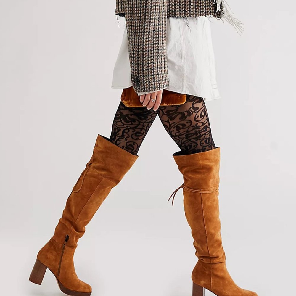 NEW $298 FREE PEOPLE CHESTNUT ECHO PLATFORM OVER-THE-KNEE BOOTS SIZE 39.5 / 9.5 - Picture 5 of 13